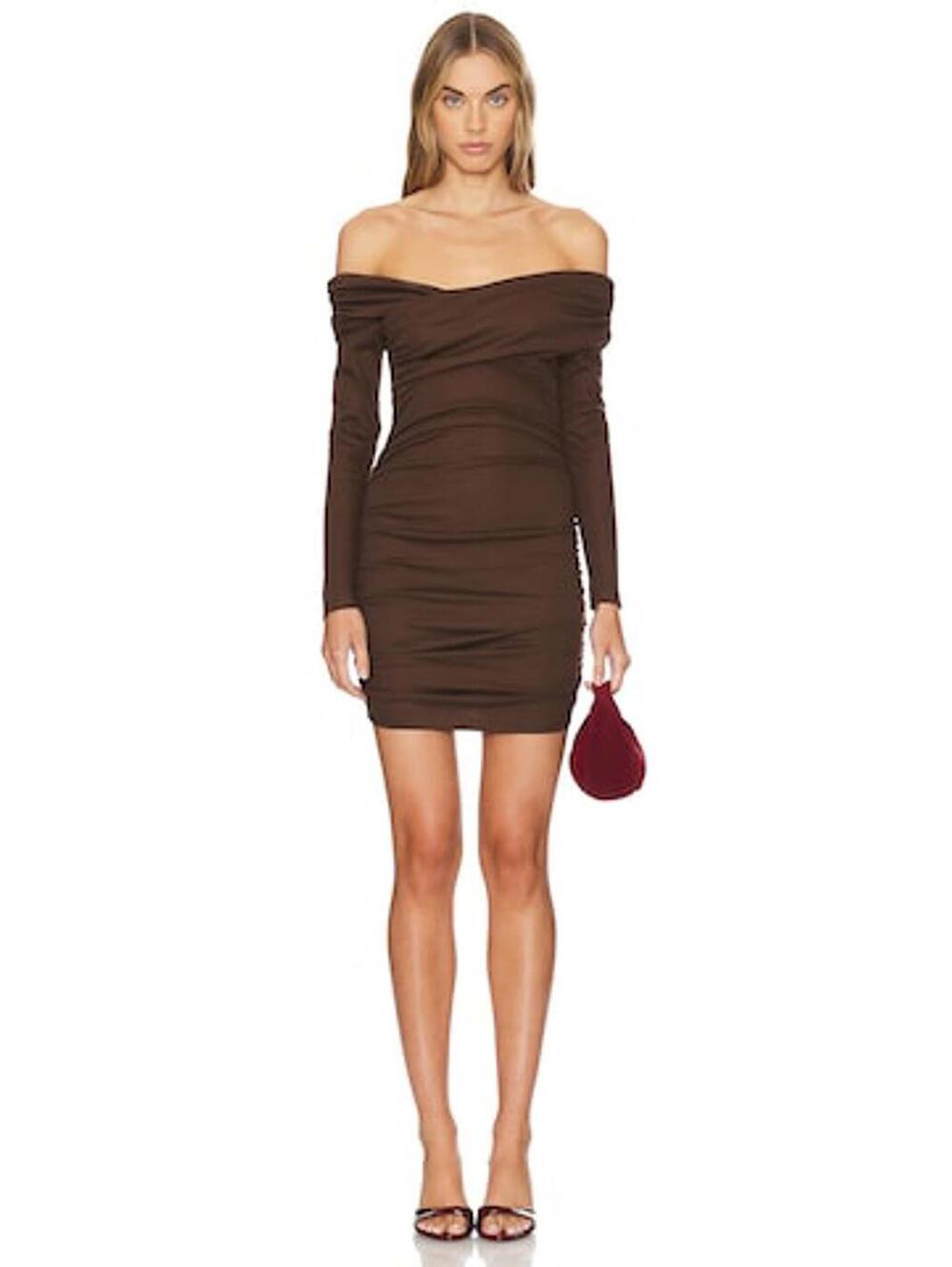 Line & Dot TOWNE MINI dress in brown long sleeve